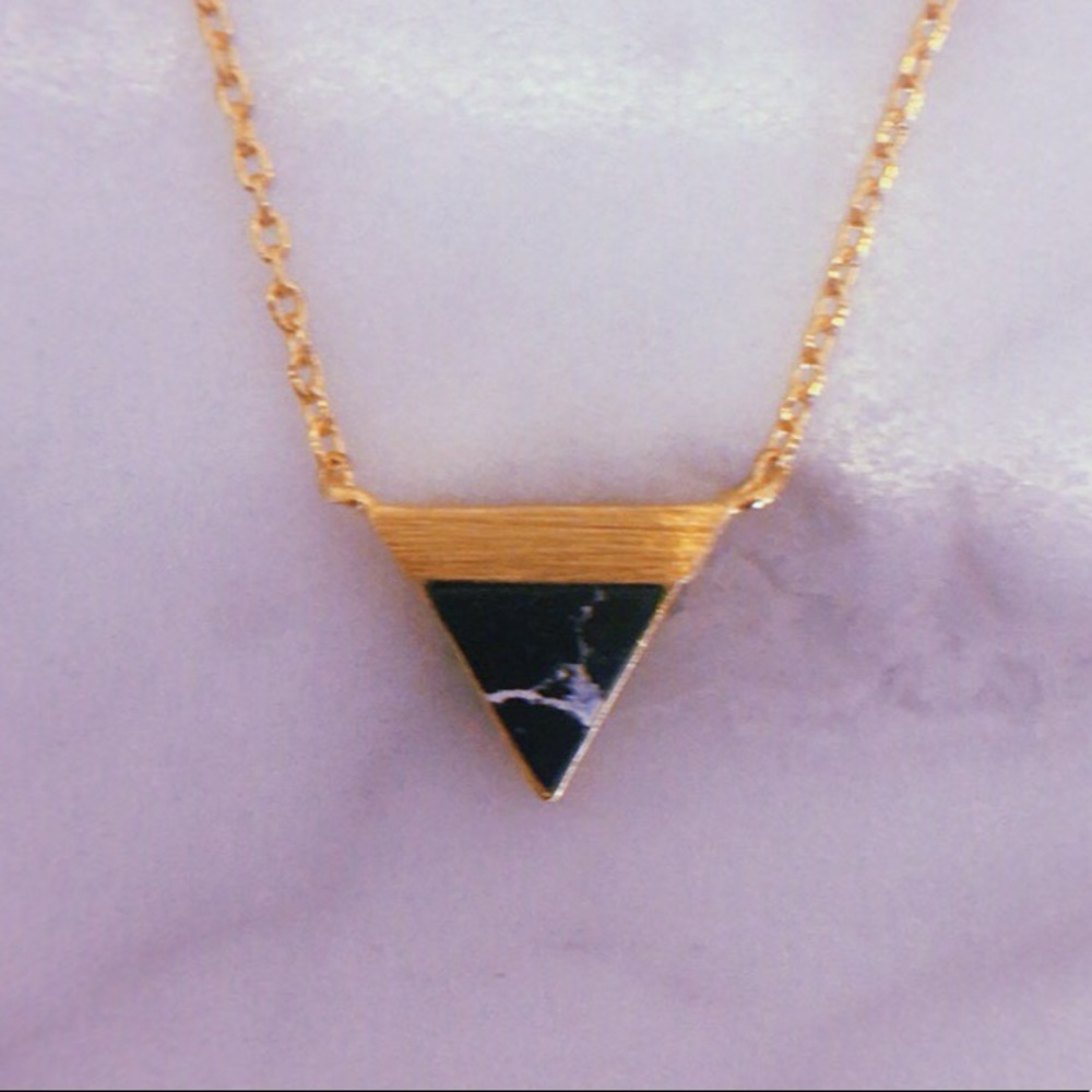 Black and White Marble Triangle Necklace